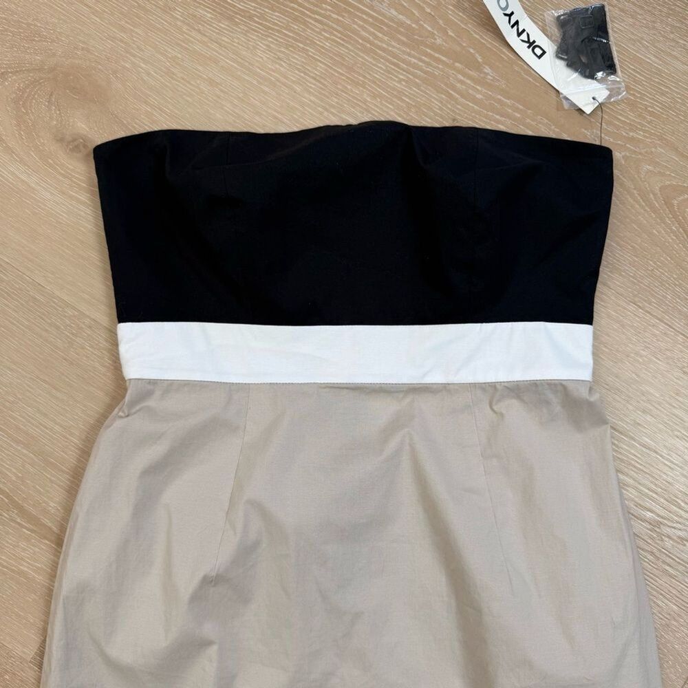 NWT 90s Y2K Minimalist Strapless Cotton Poplin Dress DKNY Sz 4 Clean Girl Summer - Picture 8 of 9
